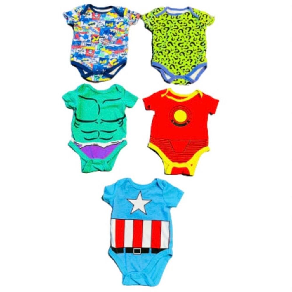 Marvel And DC Comics Baby 0-3M One Piece Bodysuit Bundle Lot